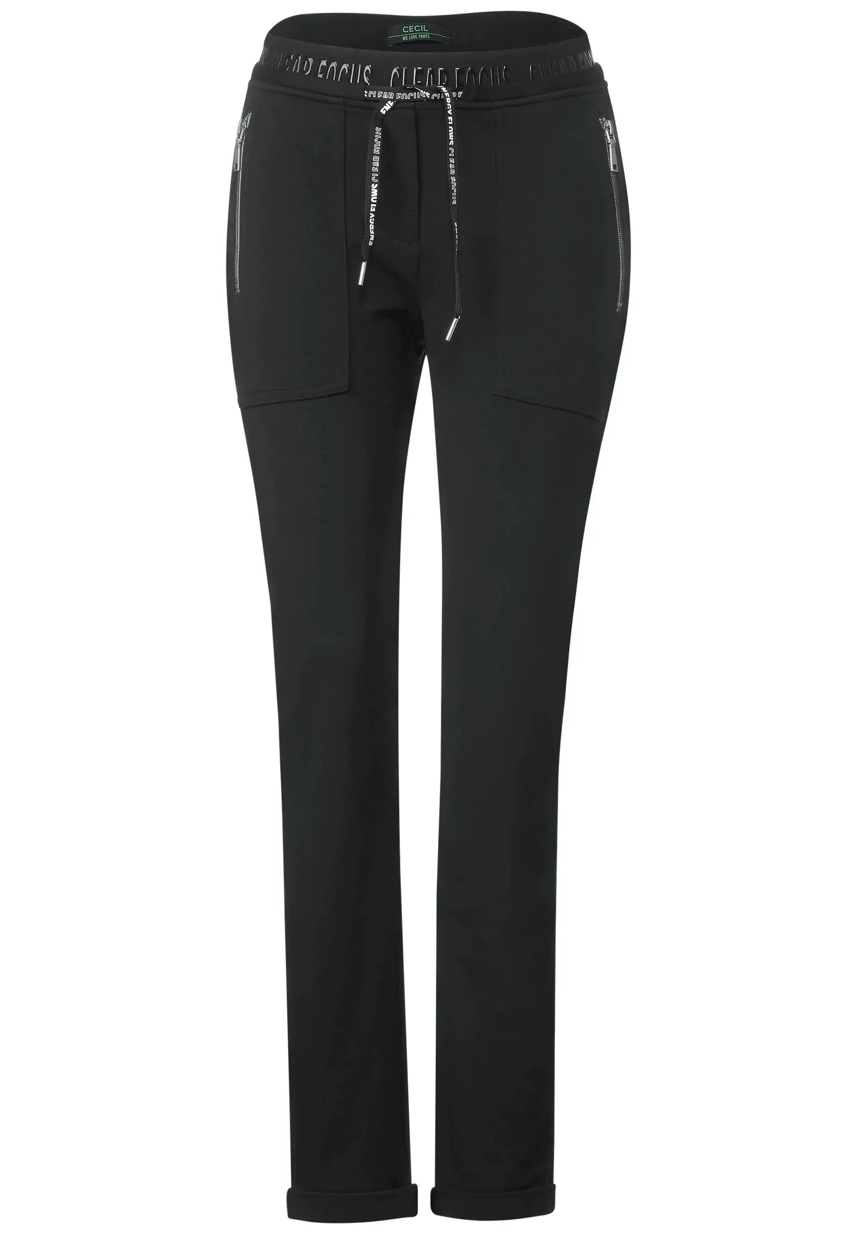 377015 - Black Joggers with Zip Pocket - Cecil