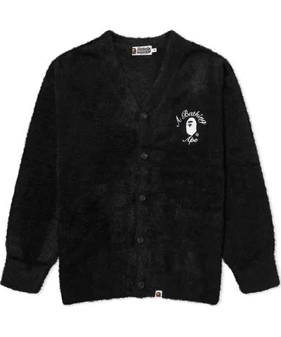 A Bathing Ape Men's Embroidery Shaggy Knit Cardigan