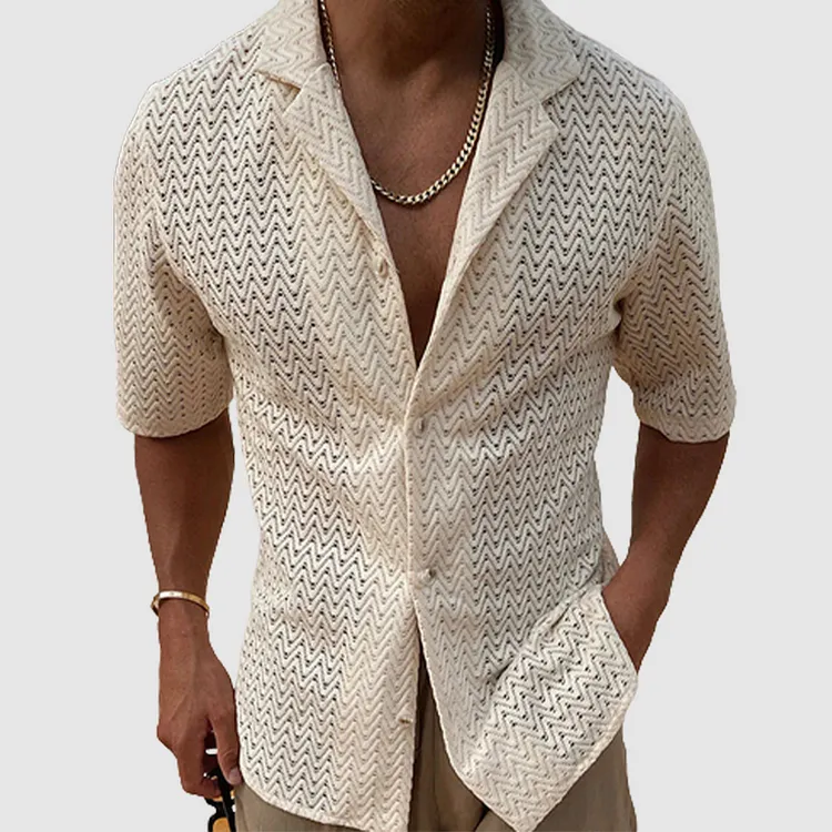 Aaron - Chemise tricotée de couleur unie
