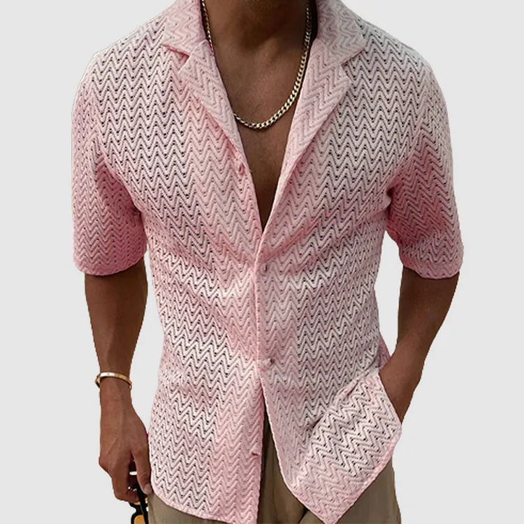 Aaron - Chemise tricotée de couleur unie
