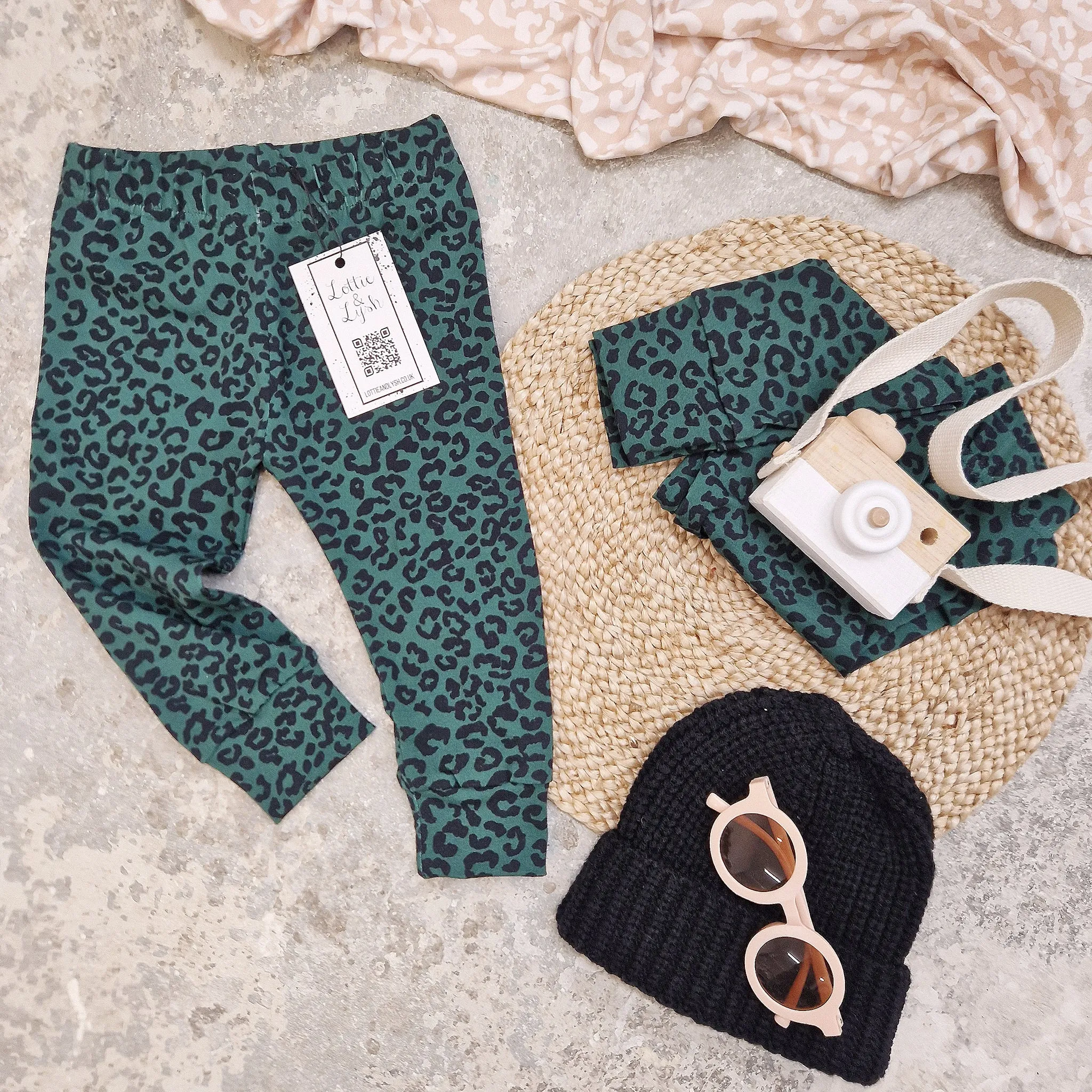 Alternative Baby Clothes | Emerald Leopard Print Leggings