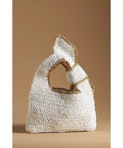 Anthropologie Mini Raffia Knotted Tote