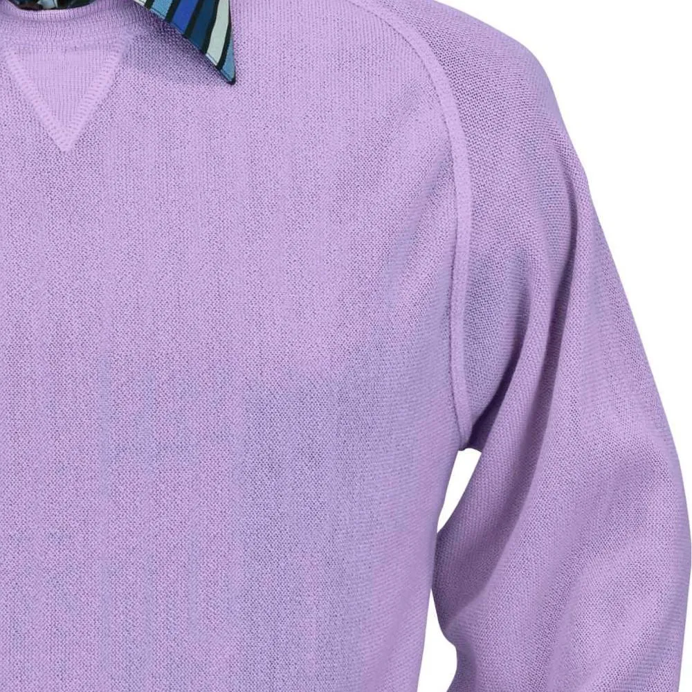 Baby Alpaca 'Links Stitch' Sweatshirt-Style Crew Neck Sweater in Lilac by Peru Unlimited