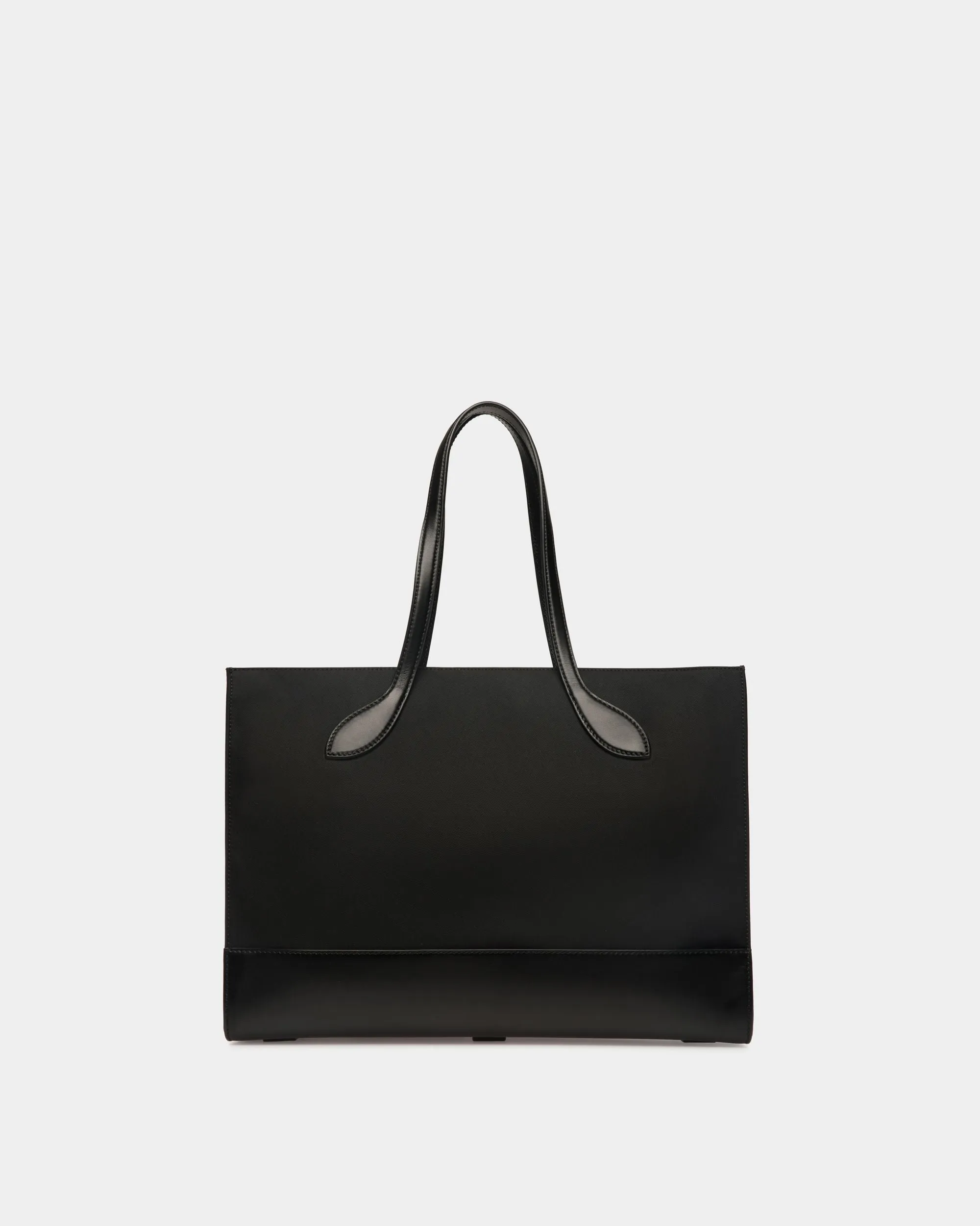 Bar Tote Bag In Black Nylon And Leather 