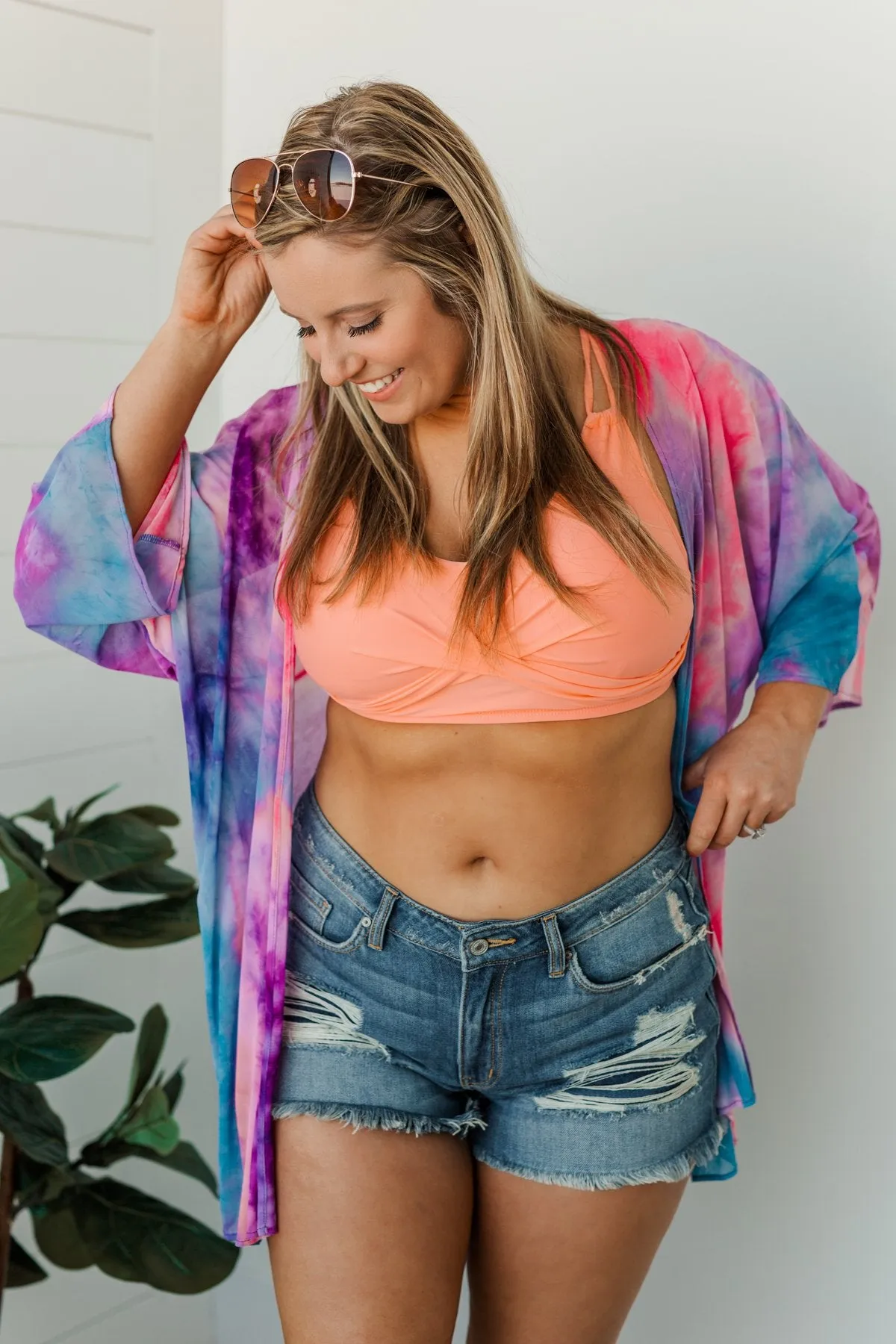 Beachside Bliss Mesh Kimono- Purple, Blue, & Fuchsia