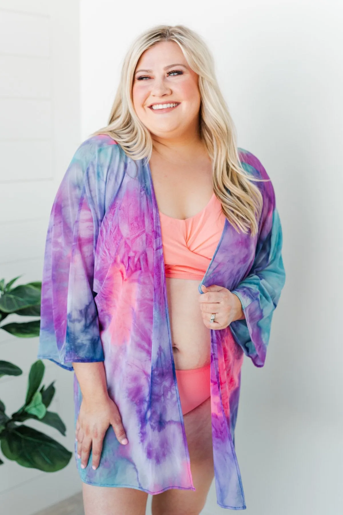 Beachside Bliss Mesh Kimono- Purple, Blue, & Fuchsia