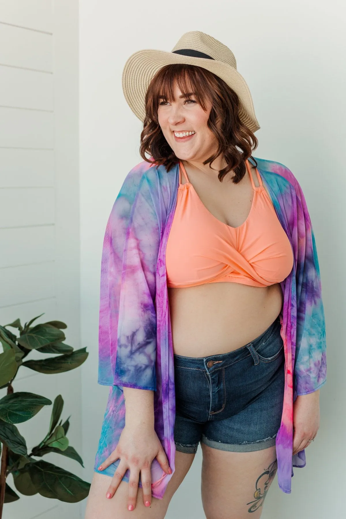 Beachside Bliss Mesh Kimono- Purple, Blue, & Fuchsia