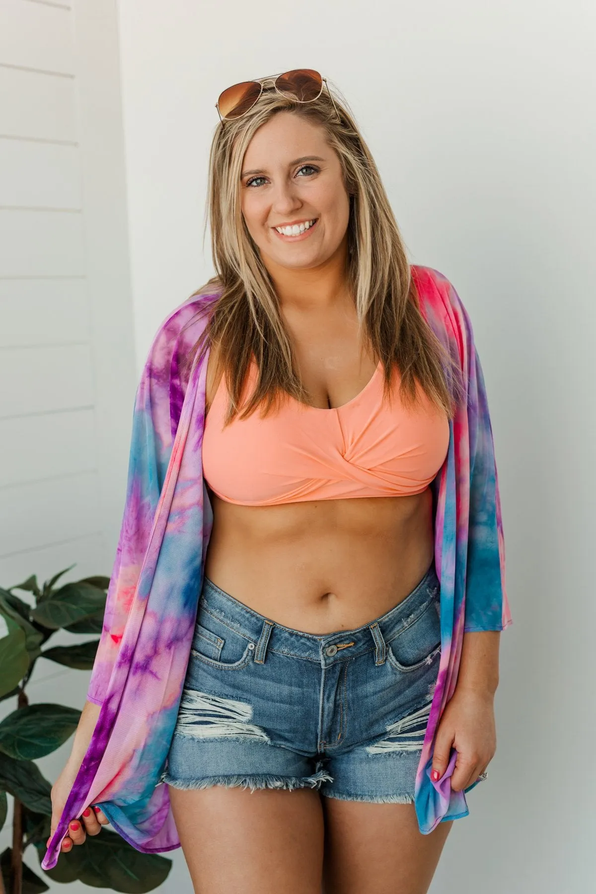 Beachside Bliss Mesh Kimono- Purple, Blue, & Fuchsia