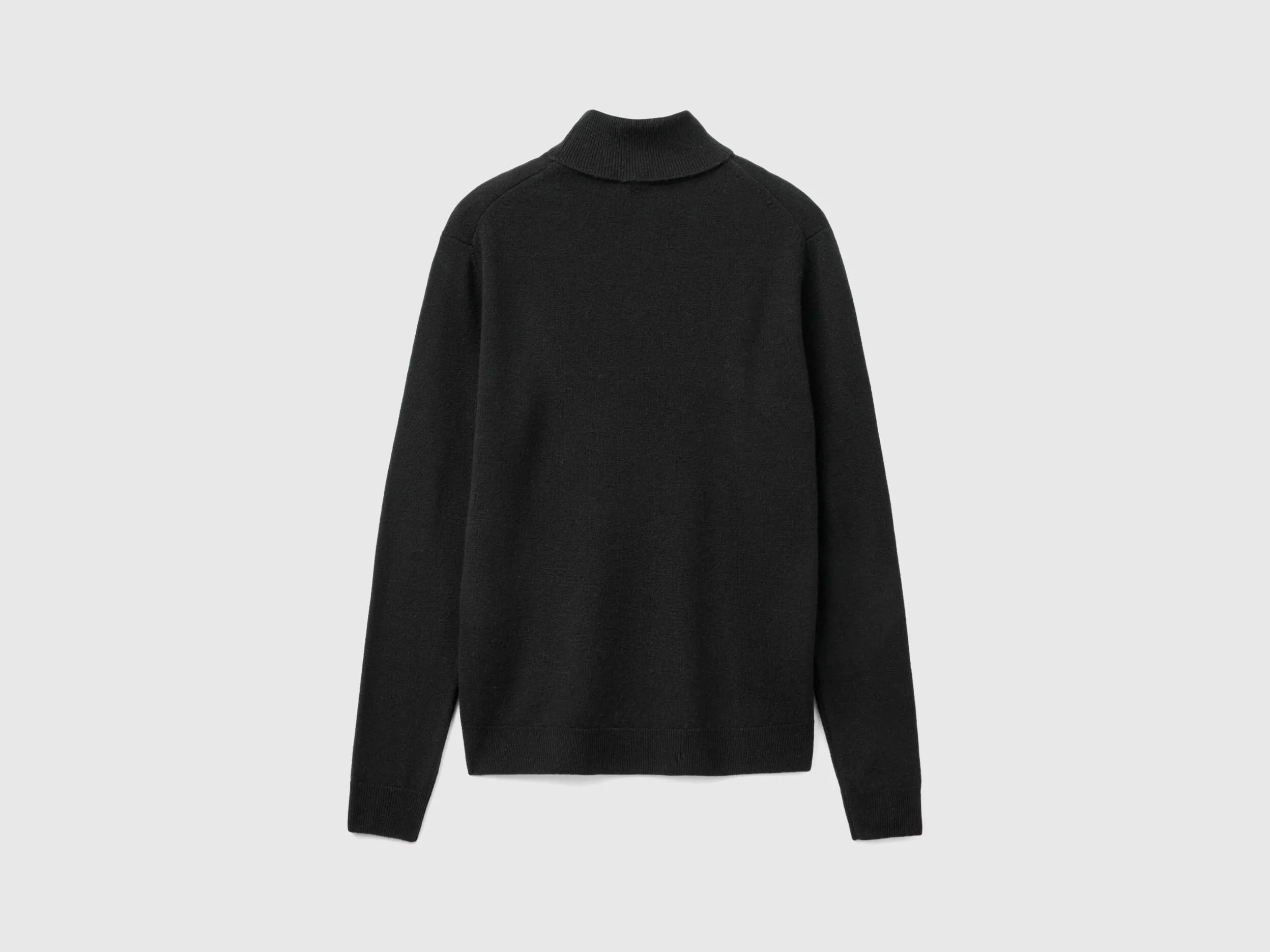 Black turtleneck sweater in pure Merino wool - Black | Benetton