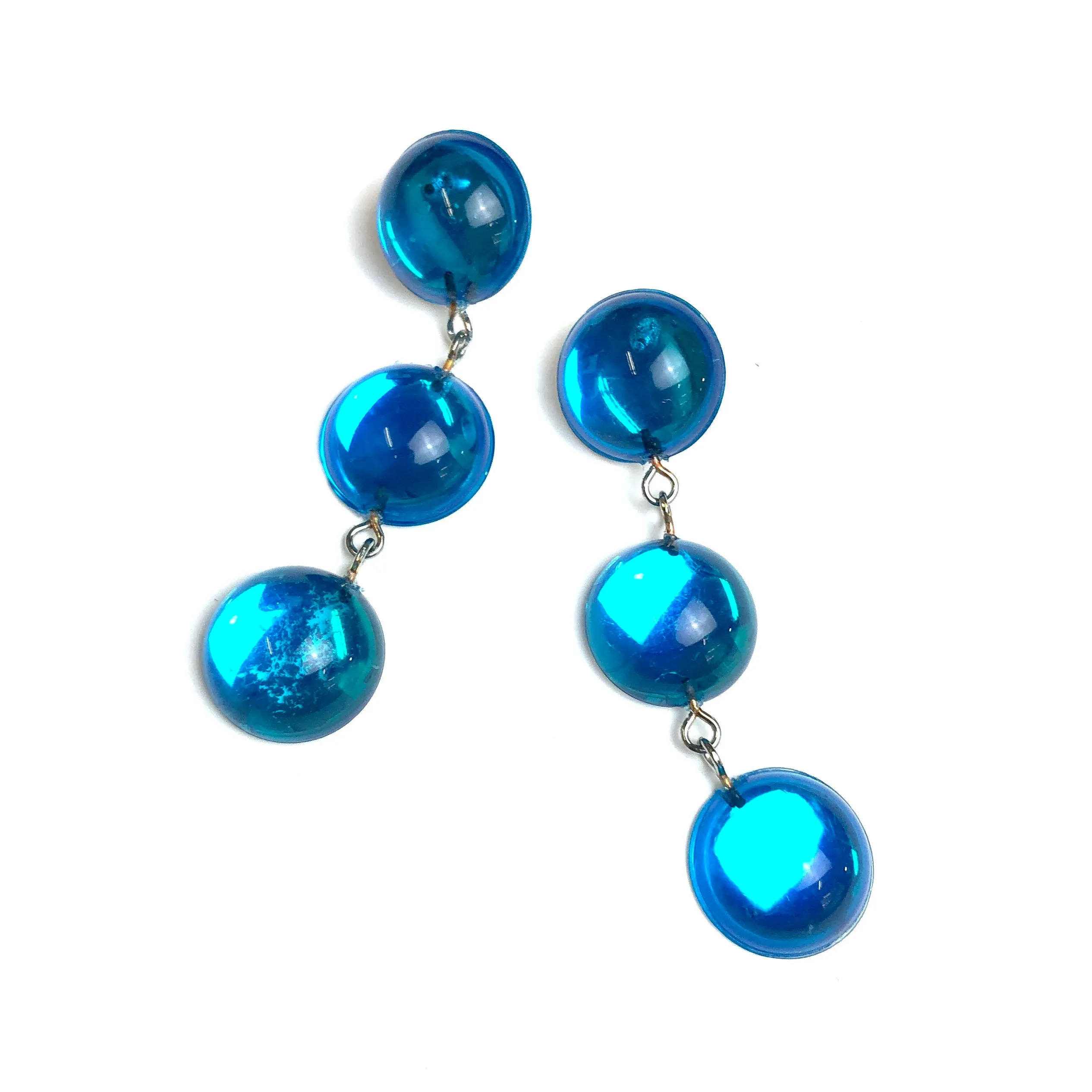 Blue Glow Tri Dot Donut Earrings