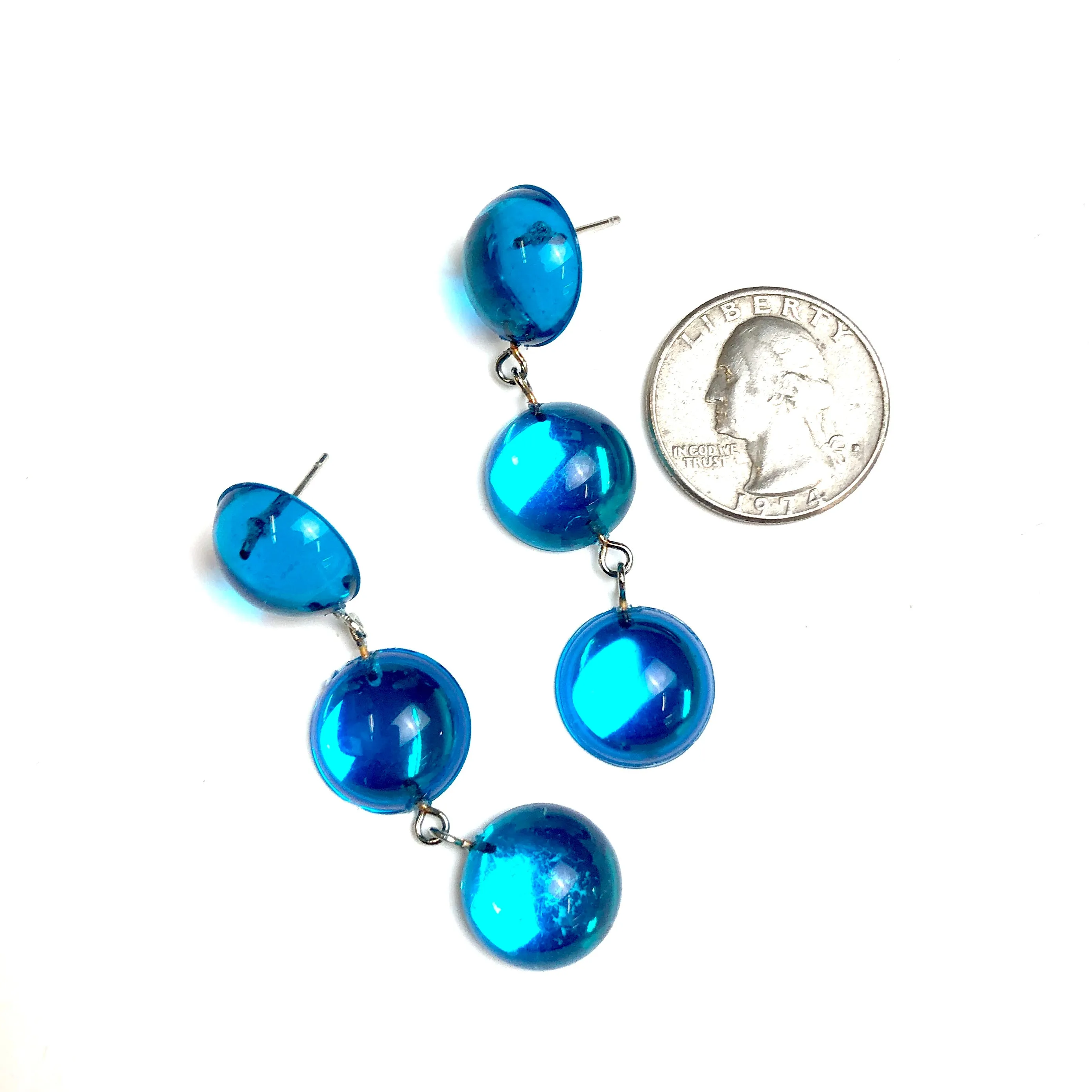 Blue Glow Tri Dot Donut Earrings