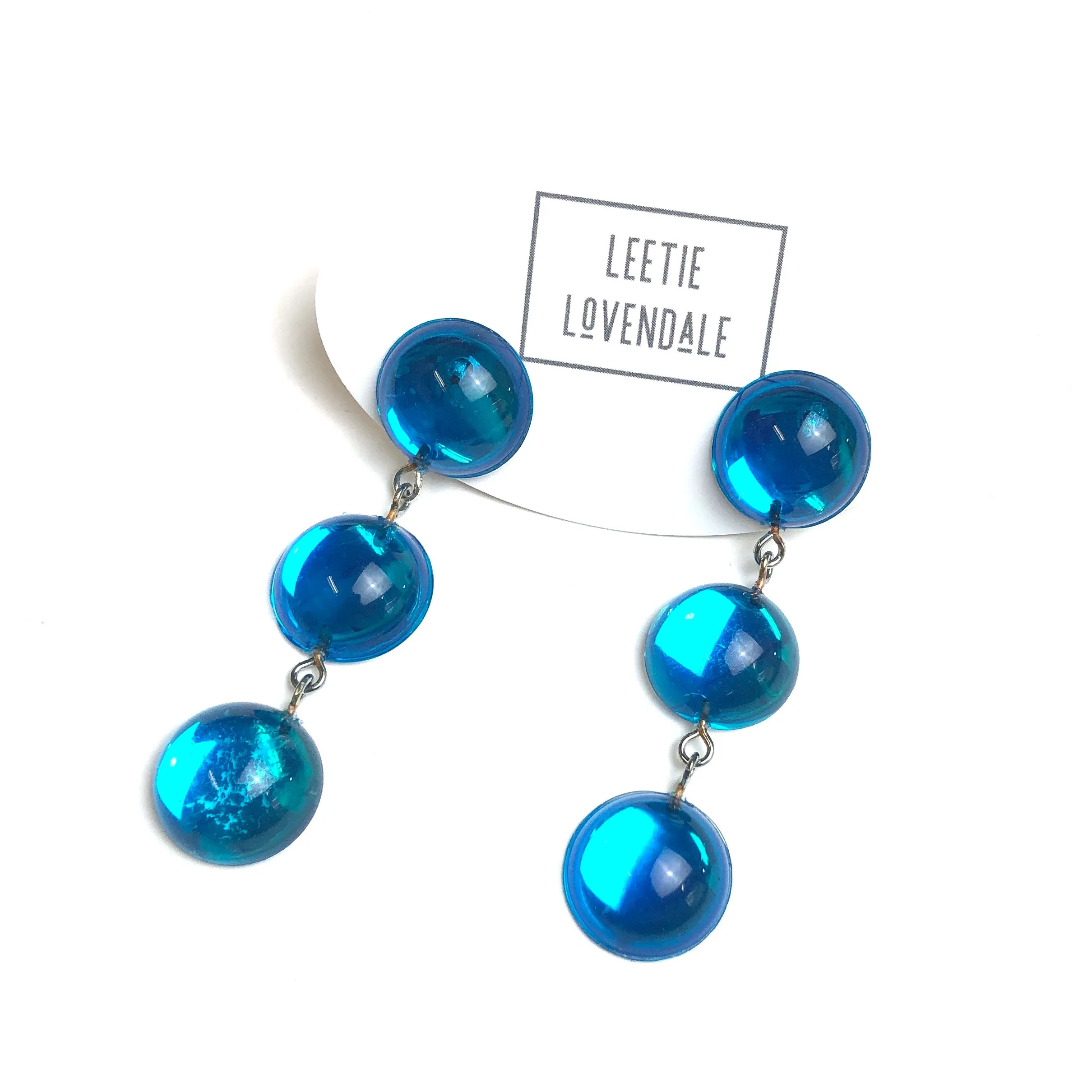 Blue Glow Tri Dot Donut Earrings