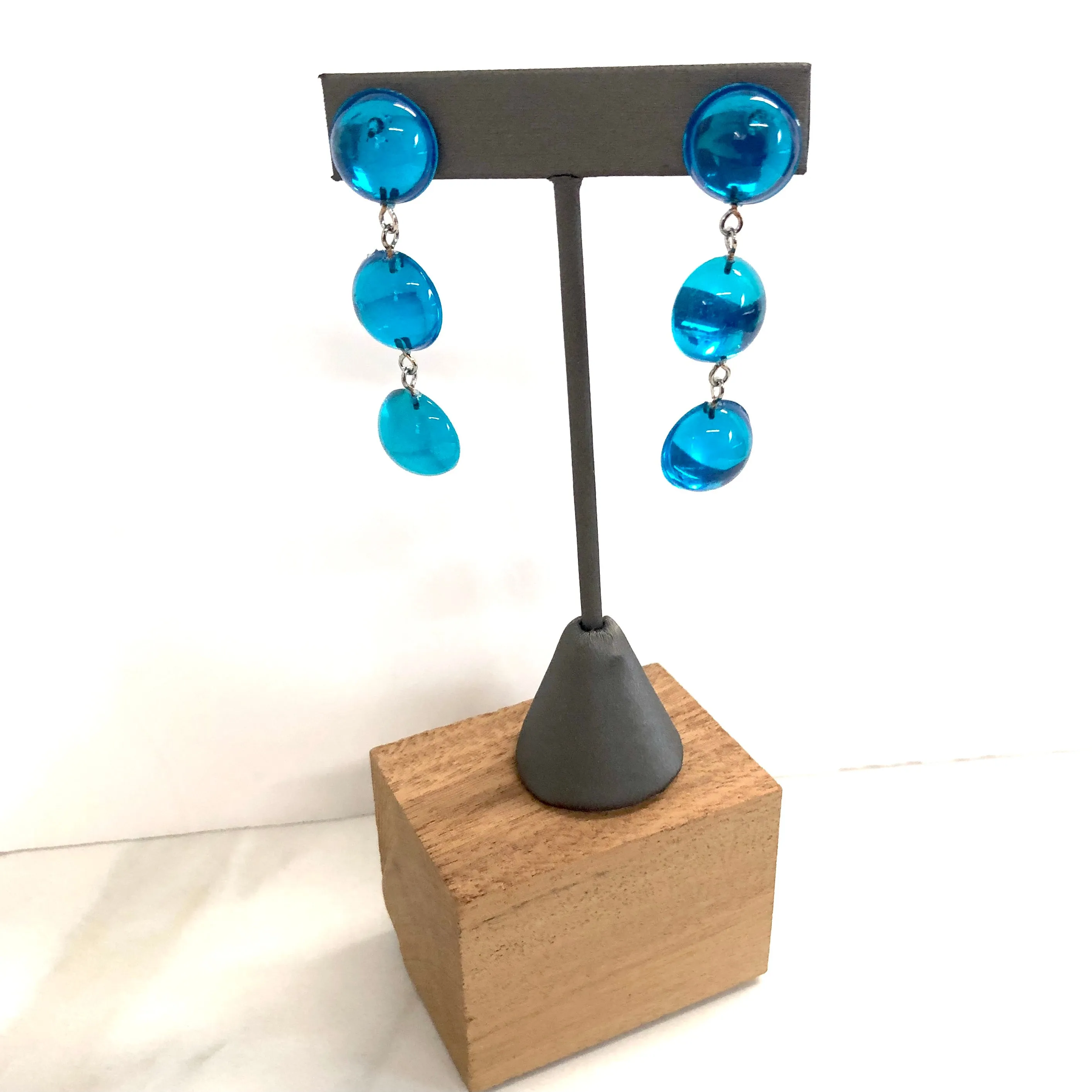 Blue Glow Tri Dot Donut Earrings