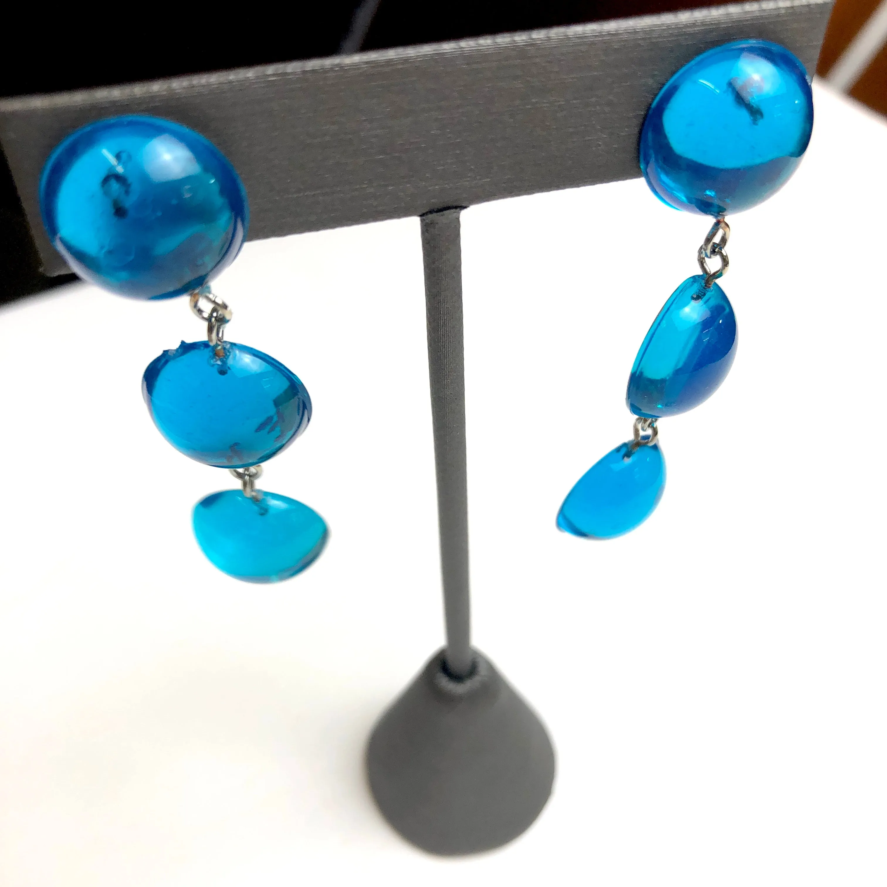 Blue Glow Tri Dot Donut Earrings