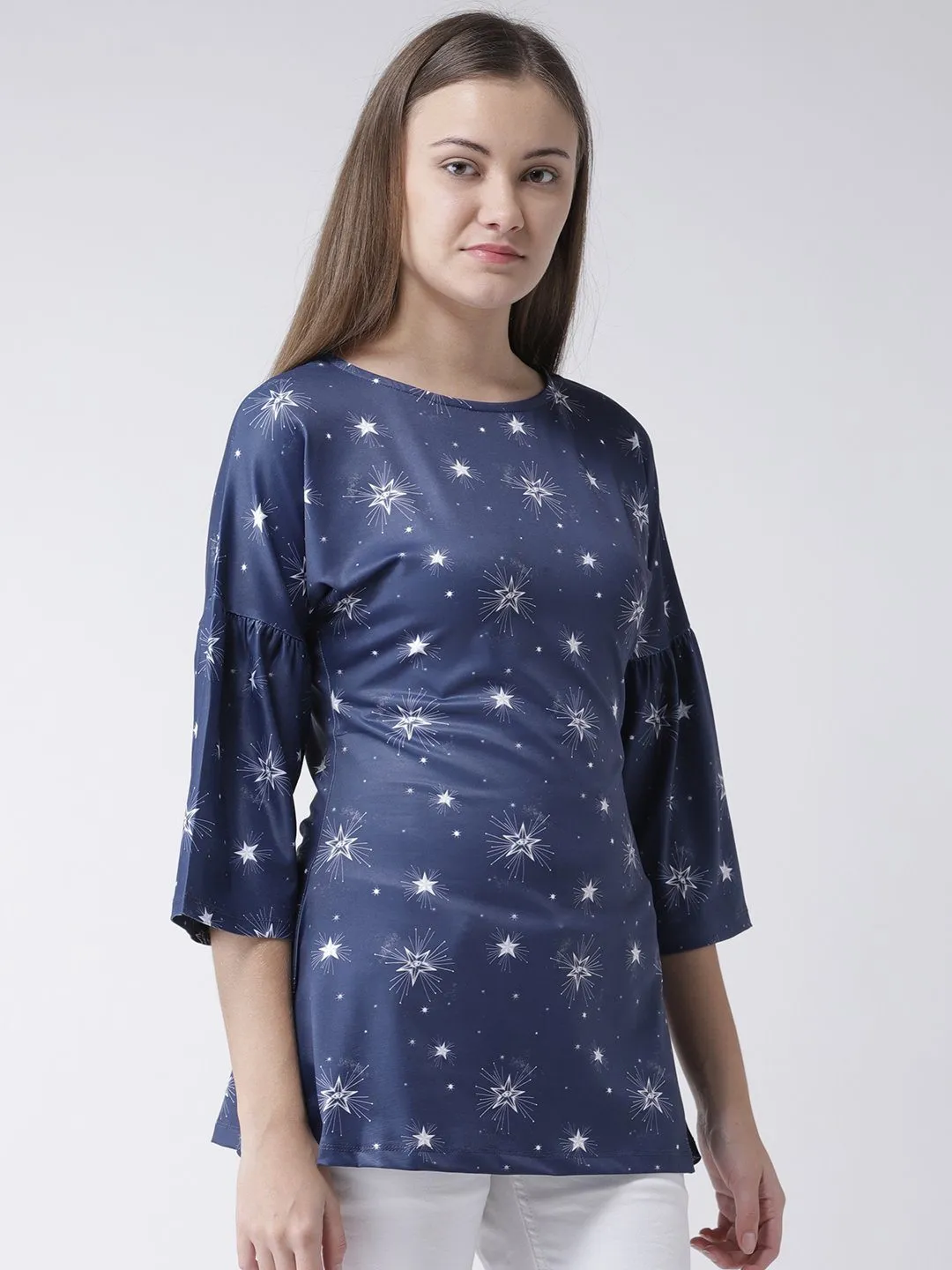 Blue Star Printed Flared Tunic