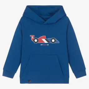 Boys Blue Cotton Racing Car Hoodie