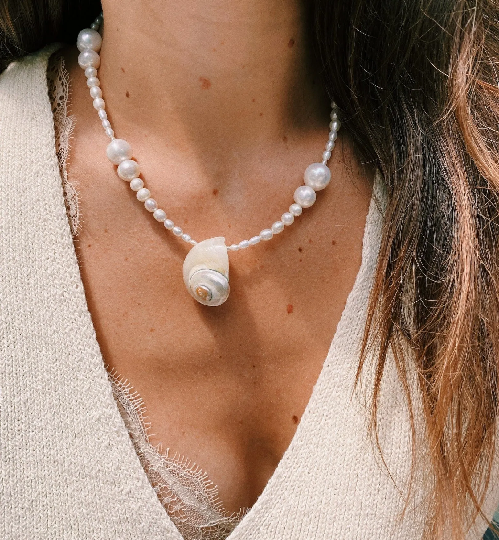 Brinker + Eliza Capri Shell Pearl Necklace