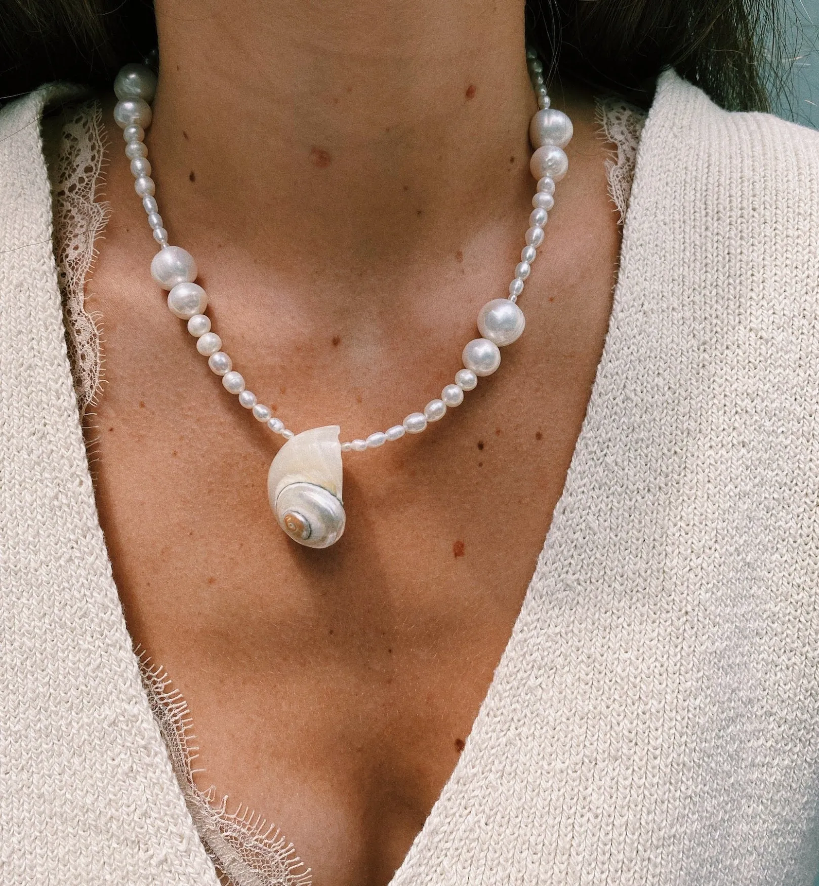 Brinker + Eliza Capri Shell Pearl Necklace