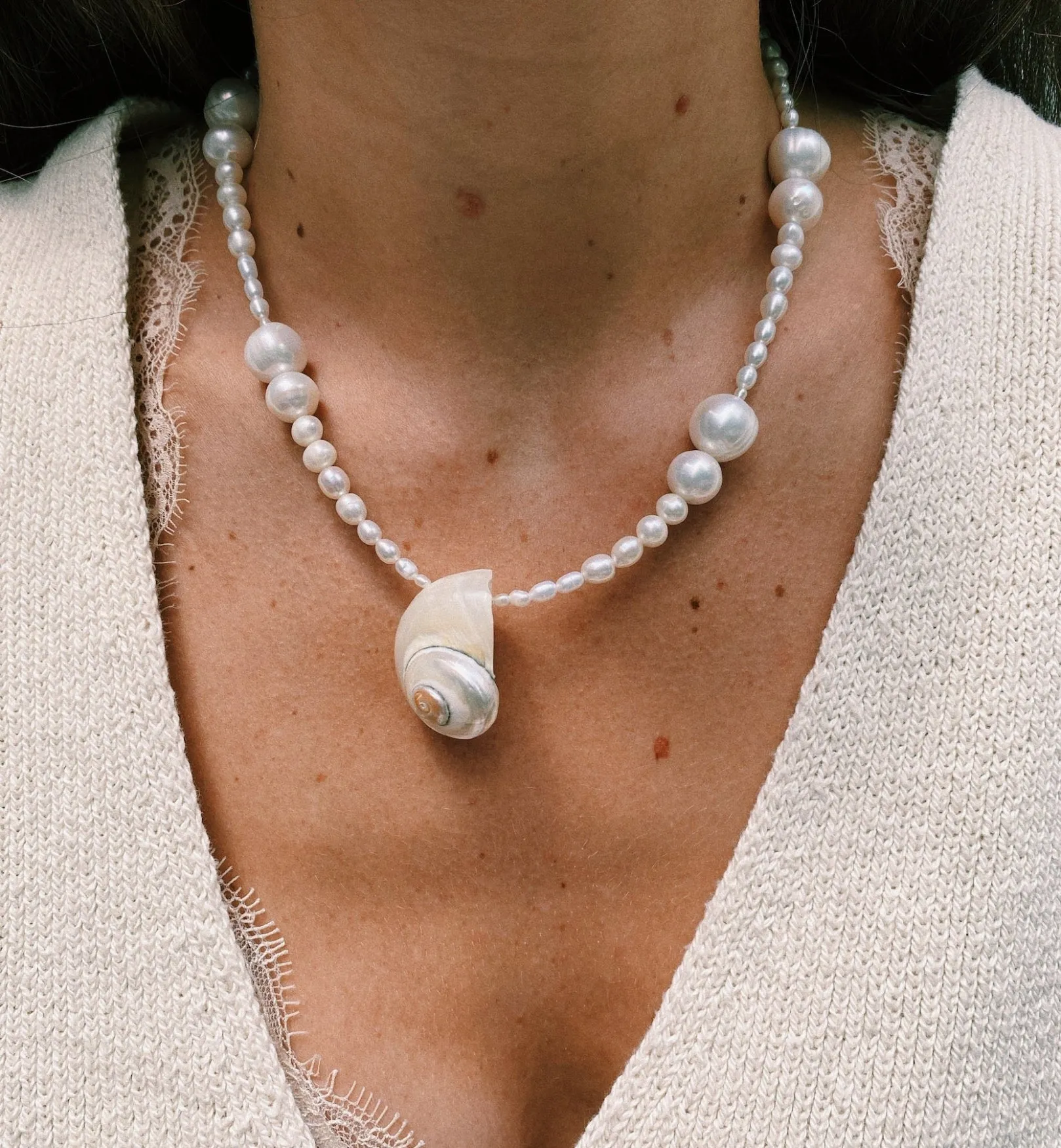 Brinker + Eliza Capri Shell Pearl Necklace