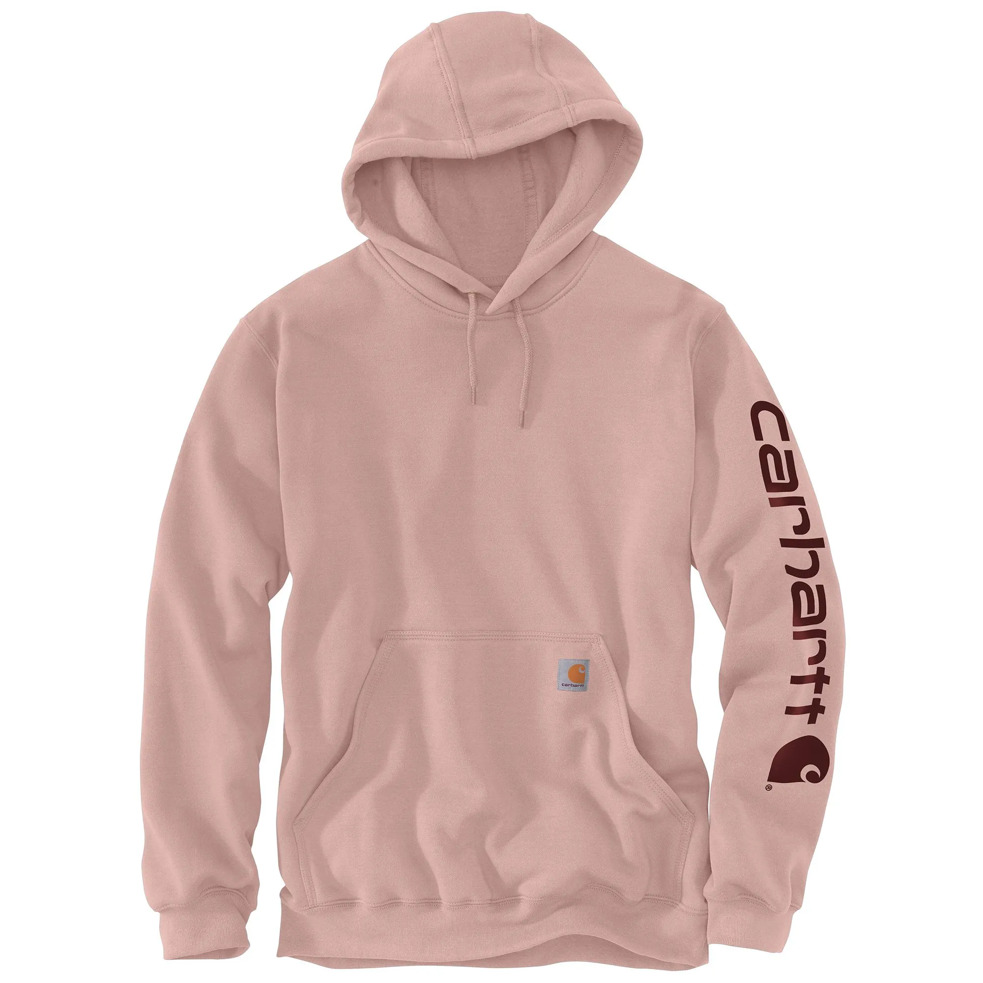 Carhartt Men's Signature Logo Hooded Pullover Sweatshirt_Ash Rose