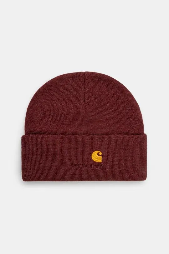 Carhartt WIP beanie American Script Beanie maroon color I034235.2BYXX