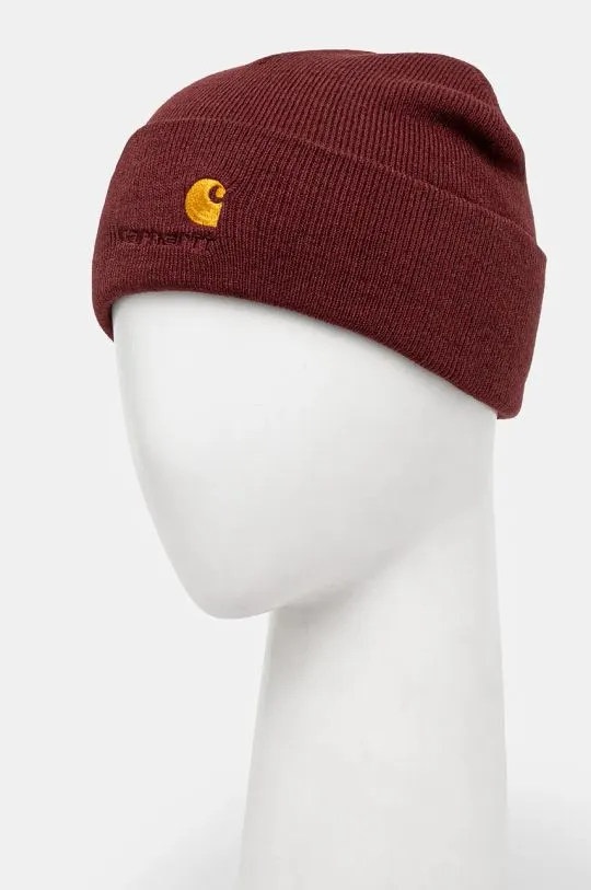 Carhartt WIP beanie American Script Beanie maroon color I034235.2BYXX