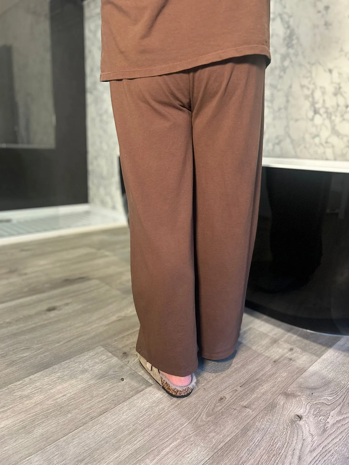 Chocolate Star Detail Wide Leg Joggers Skyler