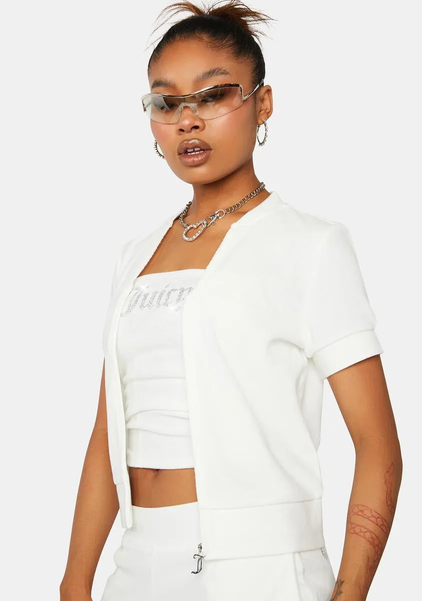 Cream Soda Short Sleeve Big Bling Velour Jacket-