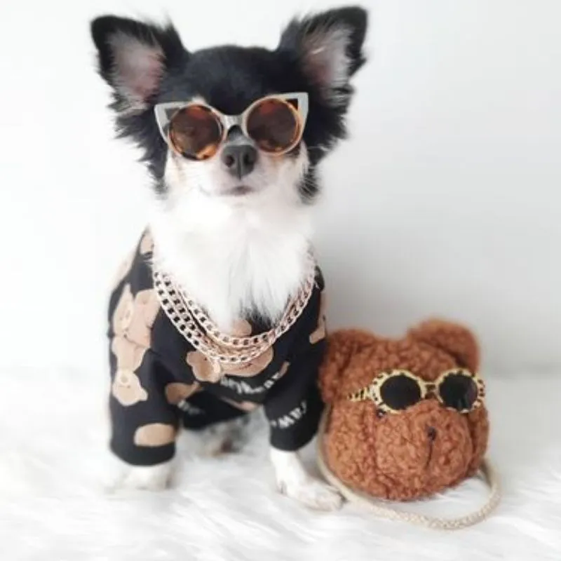 Cute Palm Angels Inspired Dog Sweater and Teddy Bear Backpack | Petiboo