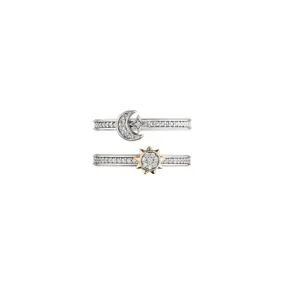 Céleste Sun & Moon Pavé Duo Stacking Rings