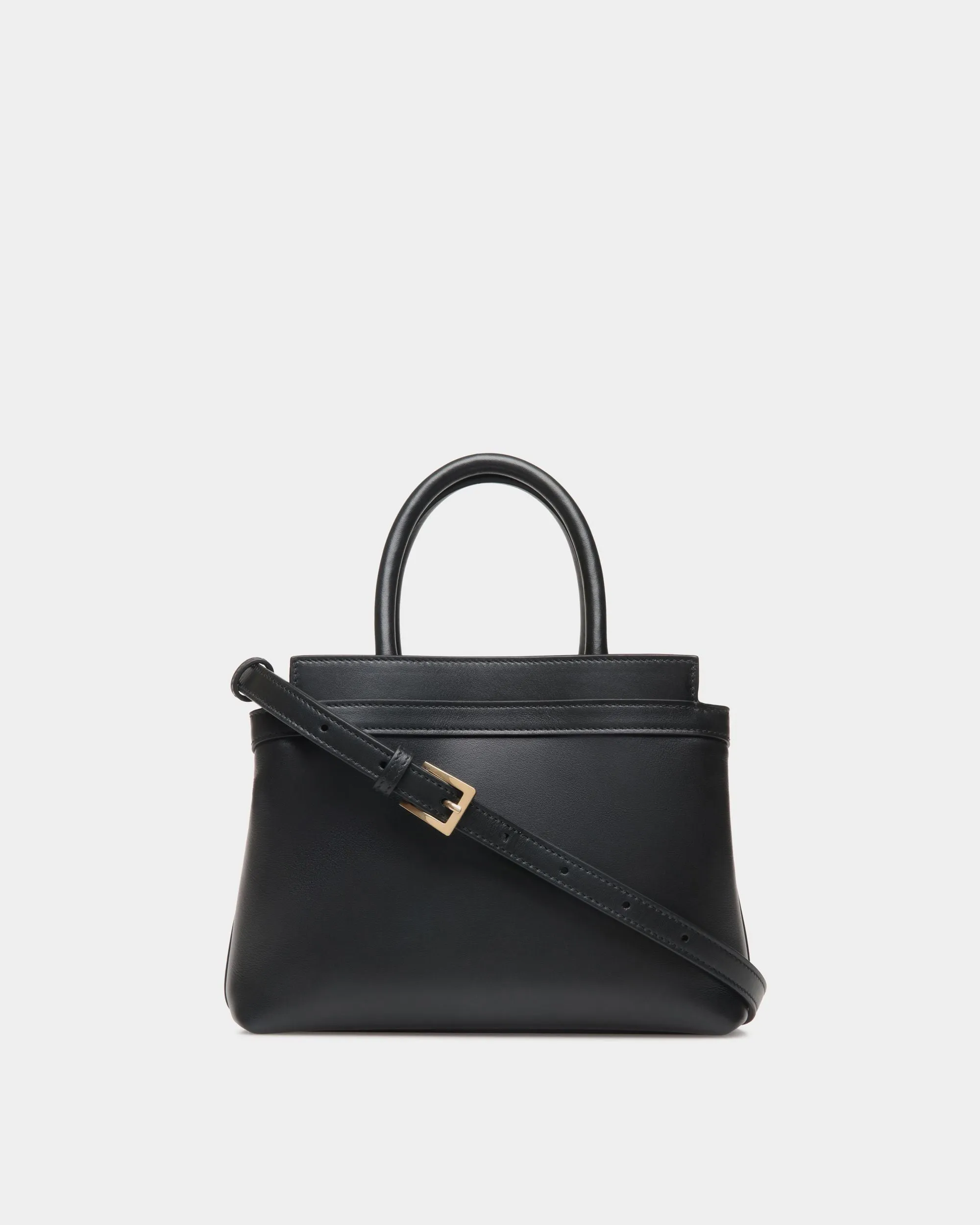 Deco Small Tote Bag in Black Leather 