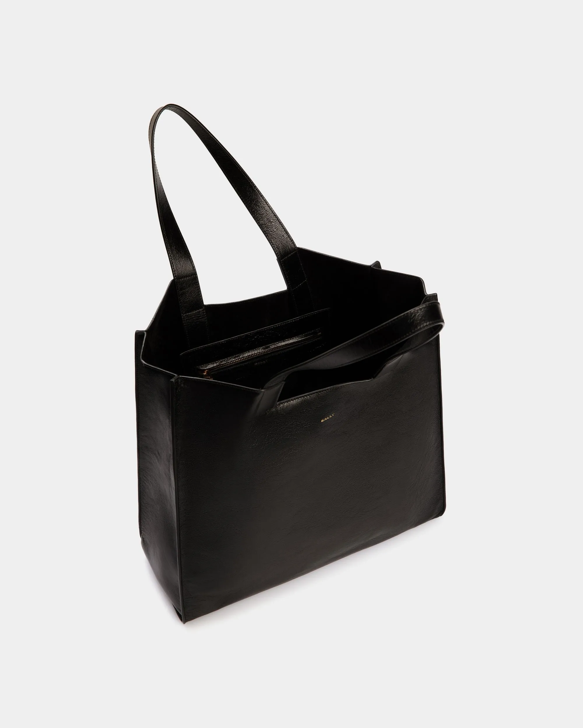 Easy Bally Tote In Black Leather 