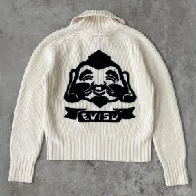 EVISU KNIT ZIP-UP CARDIGAN - L