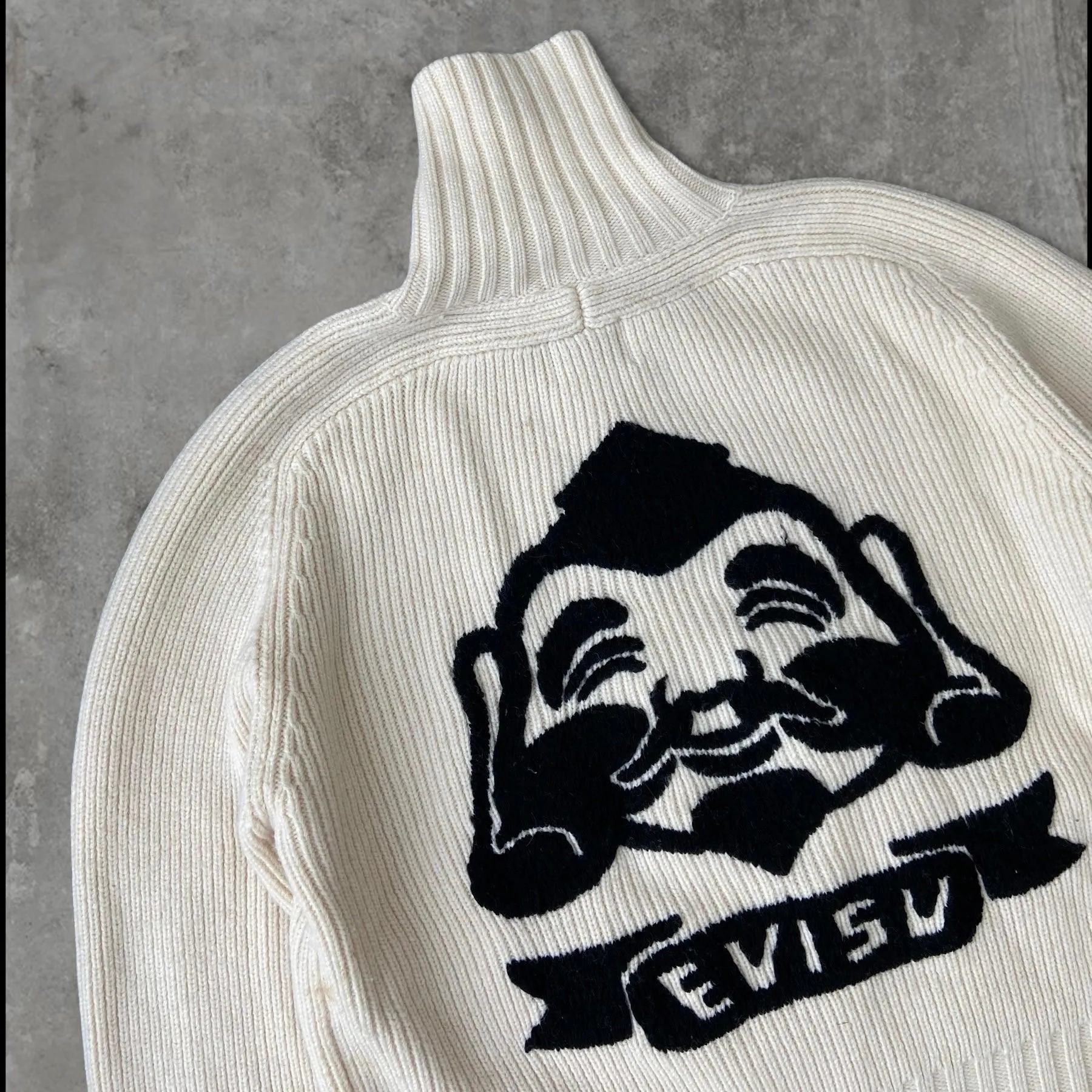 EVISU KNIT ZIP-UP CARDIGAN - L