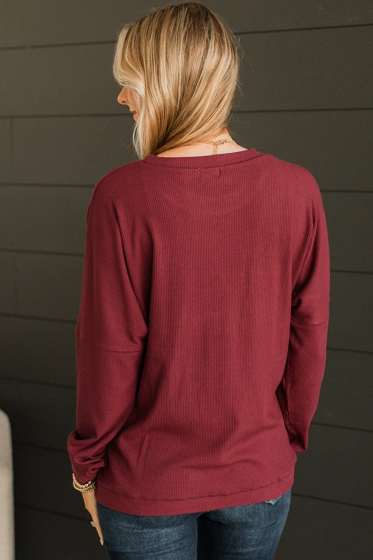 Express It All Knit Pullover Top- Burgundy