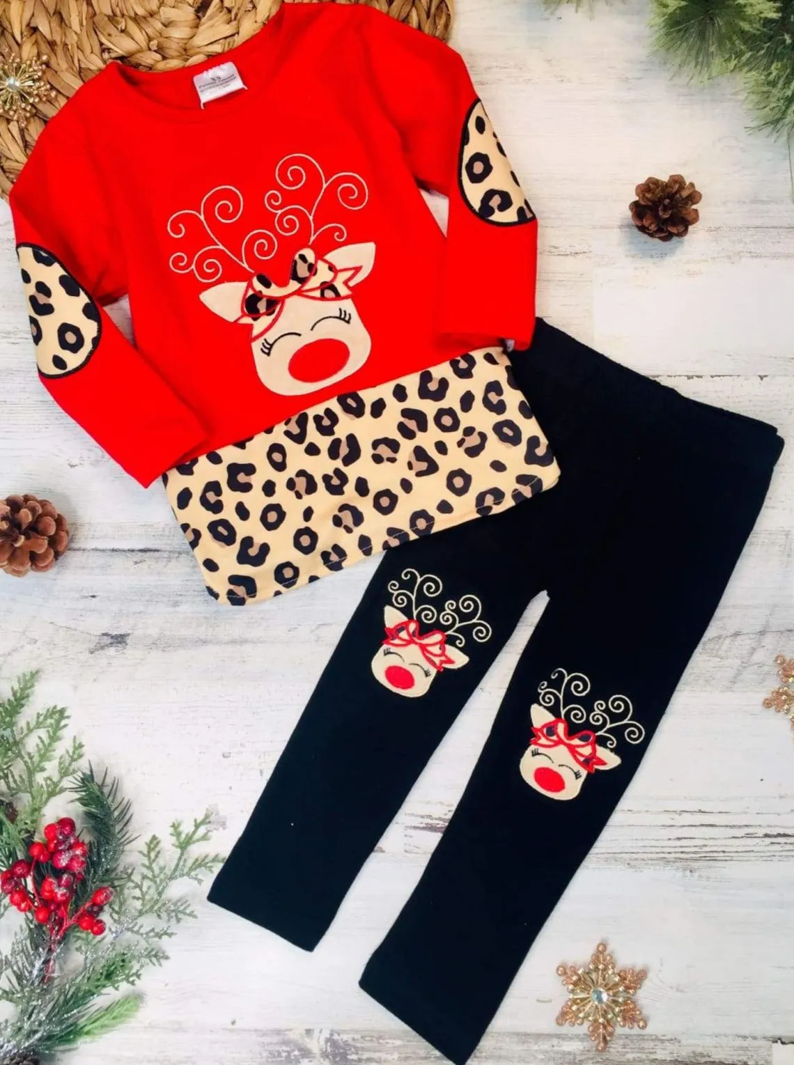 Fierce Reindeer Patched Legging Set