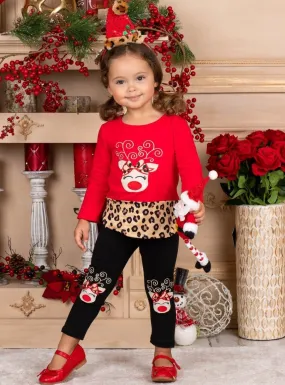 Fierce Reindeer Patched Legging Set