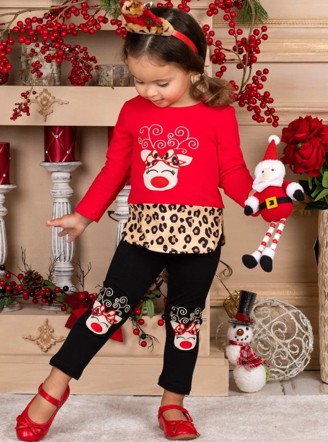 Fierce Reindeer Patched Legging Set