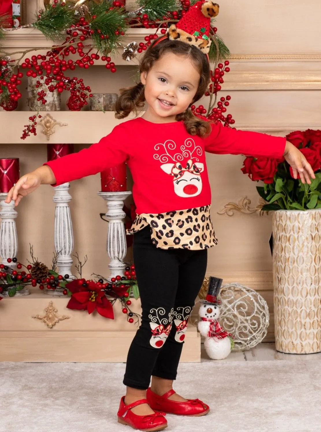 Fierce Reindeer Patched Legging Set