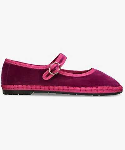 Flabelus Womens Fuchsia Nomi single-strap cotton Mary Jane flats