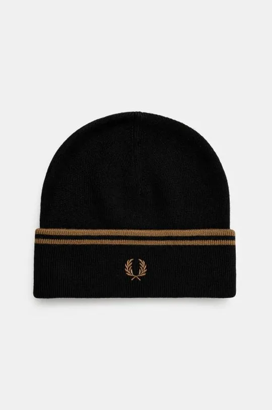 Fred Perry wool beanie Twin Tipped Merino Wool Beanie black color C9150.S77