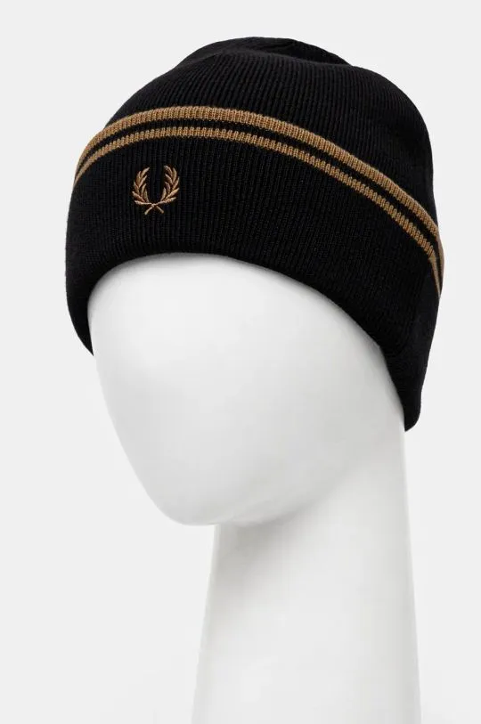 Fred Perry wool beanie Twin Tipped Merino Wool Beanie black color C9150.S77