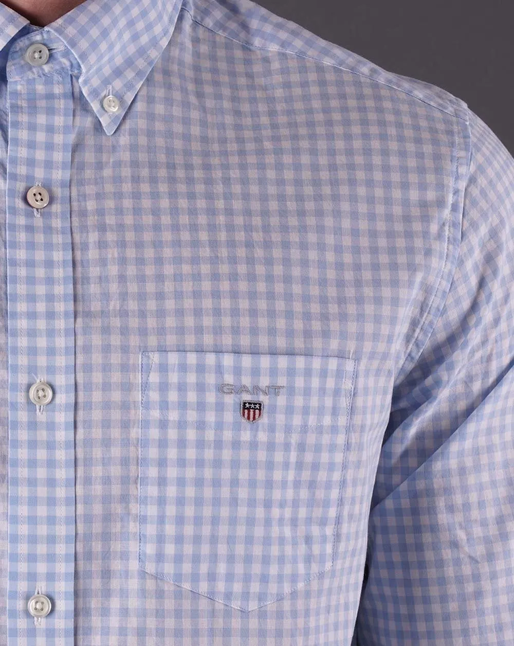 Gant Broadcloth Gingham Shirt Capri Blue