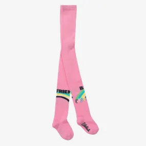 Girls Sparkly Pink Cotton Rainbow Tights