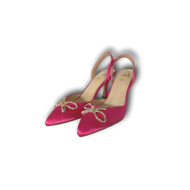 Gold & Gold GD567 Decolette Gioiello Sling Back Tacco Medio Fucsia