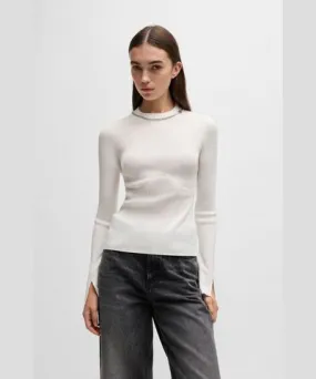 Hugo Mock-neck sweater with chain collar trim