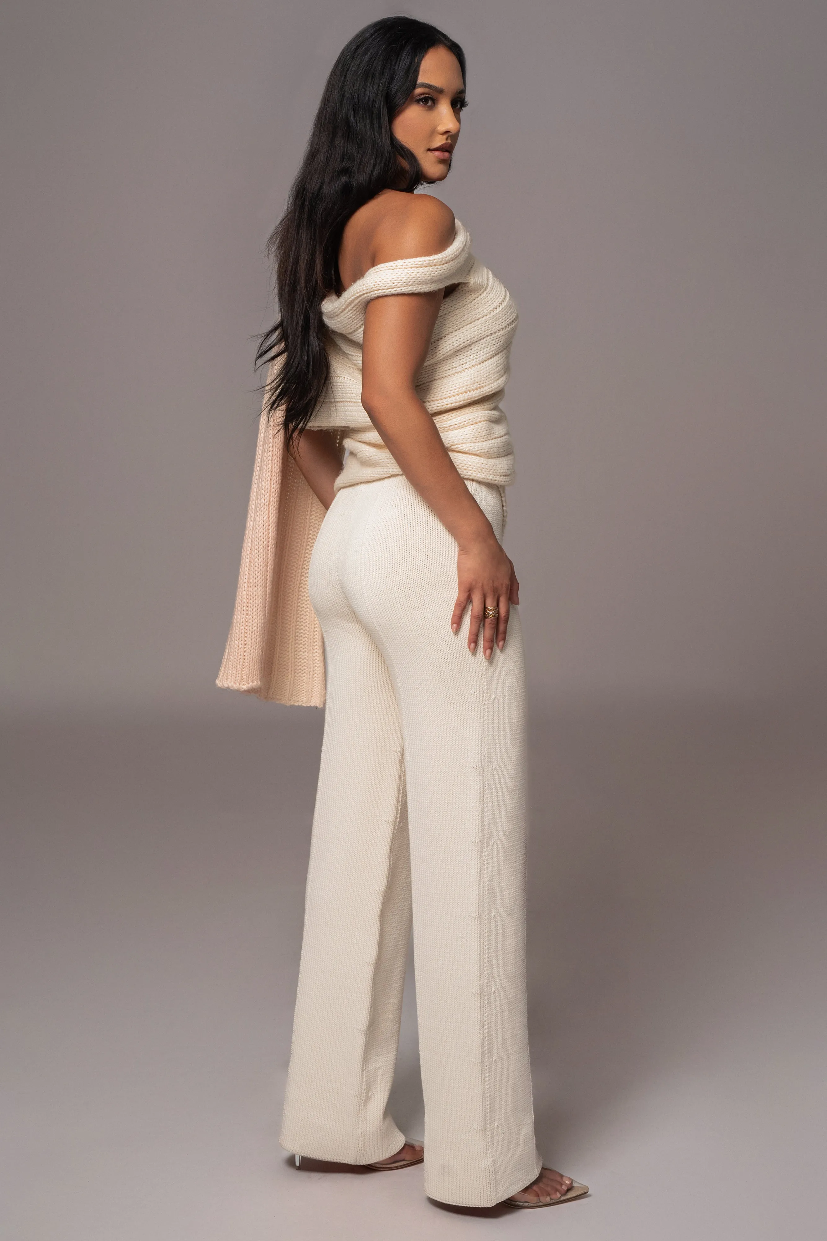 Ivory Back In Business Knit Trousers