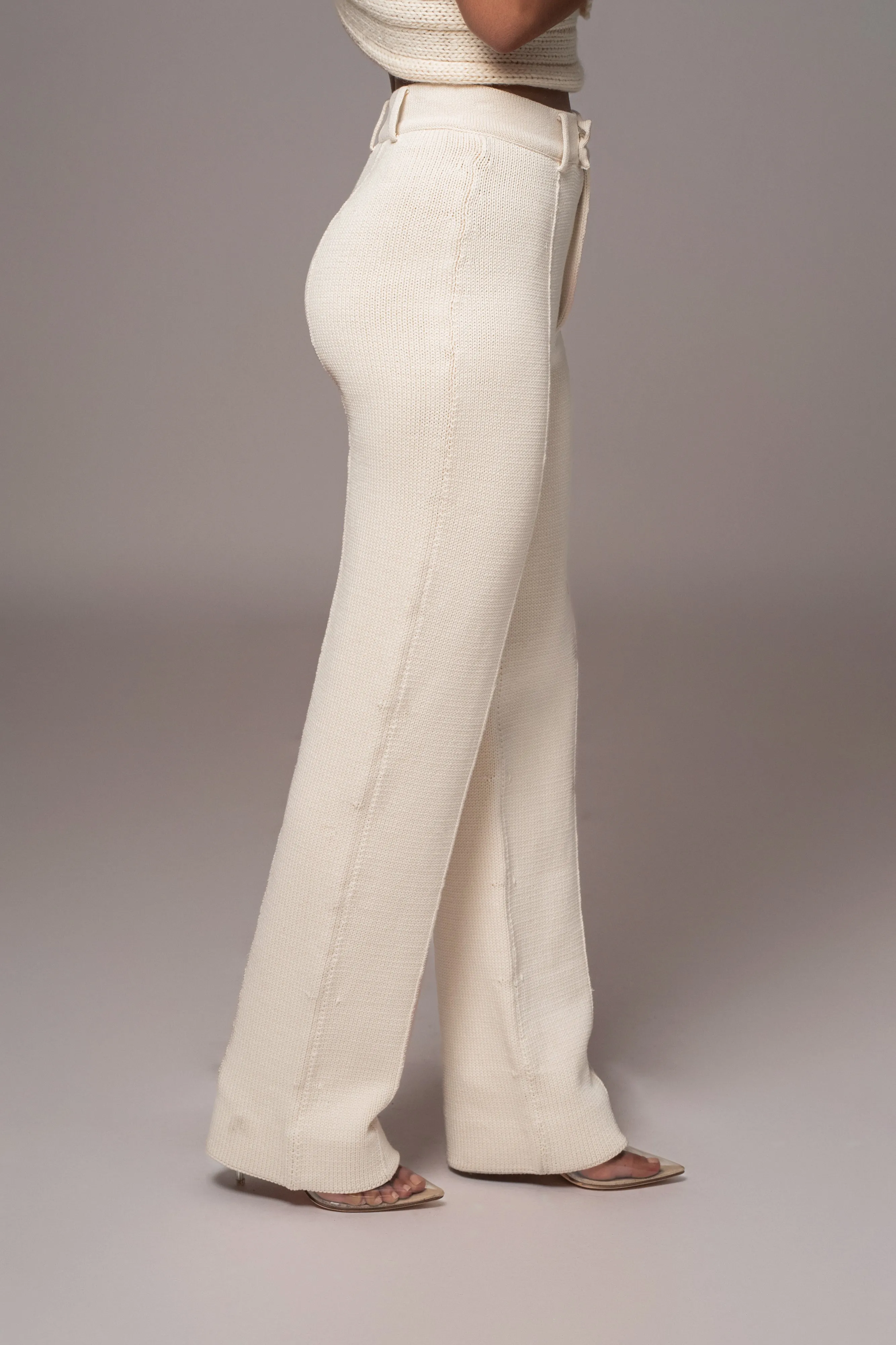 Ivory Back In Business Knit Trousers