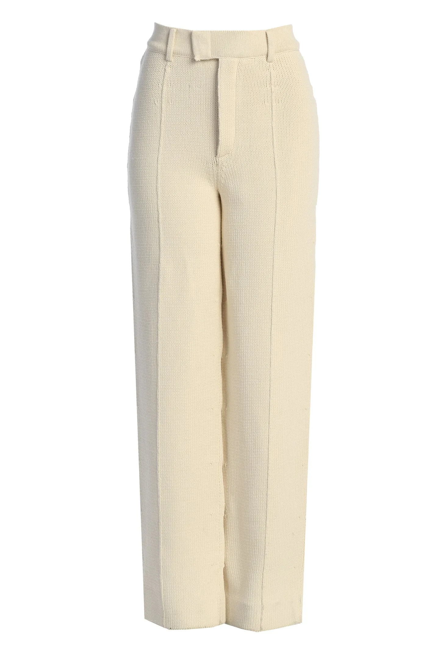 Ivory Back In Business Knit Trousers