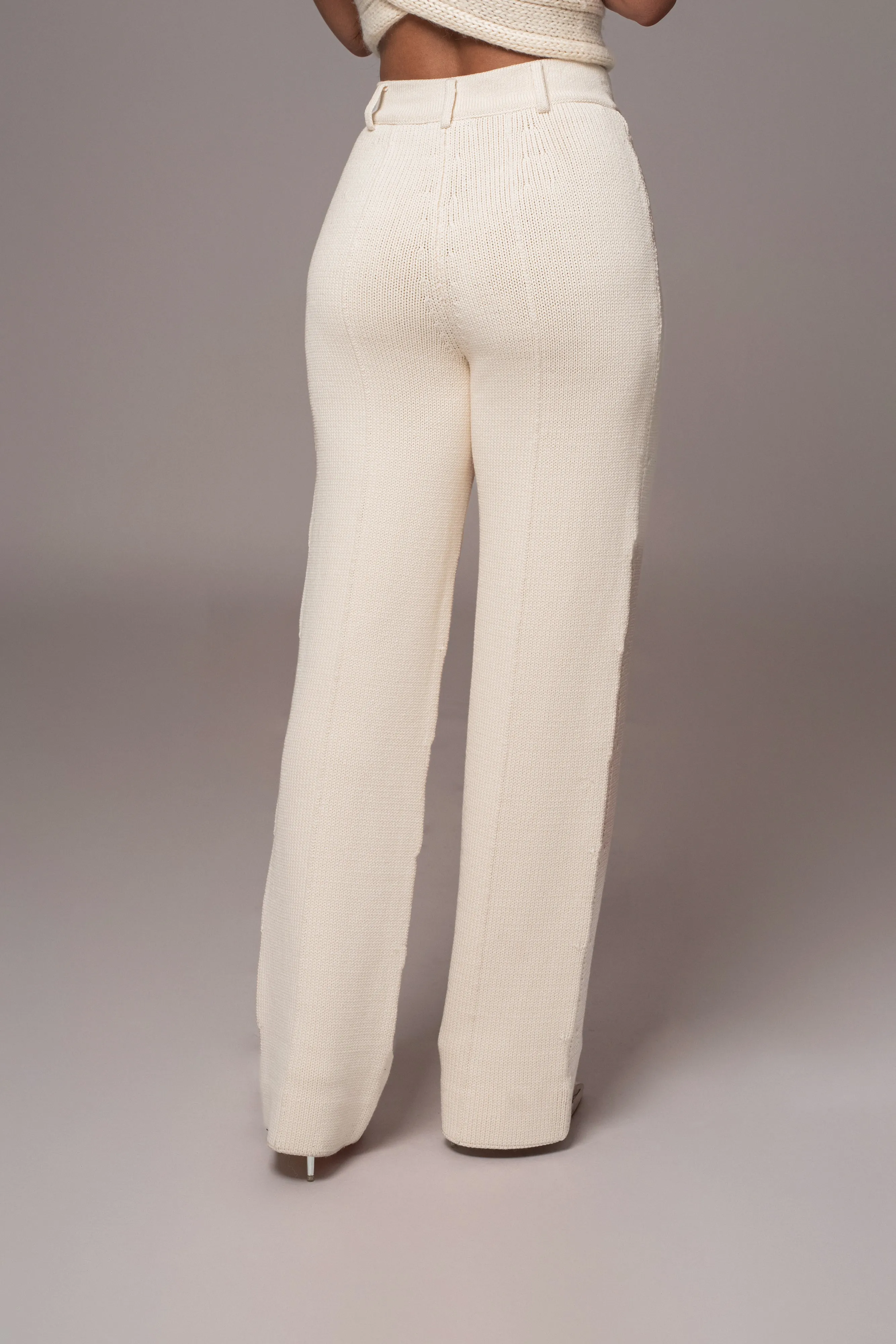 Ivory Back In Business Knit Trousers